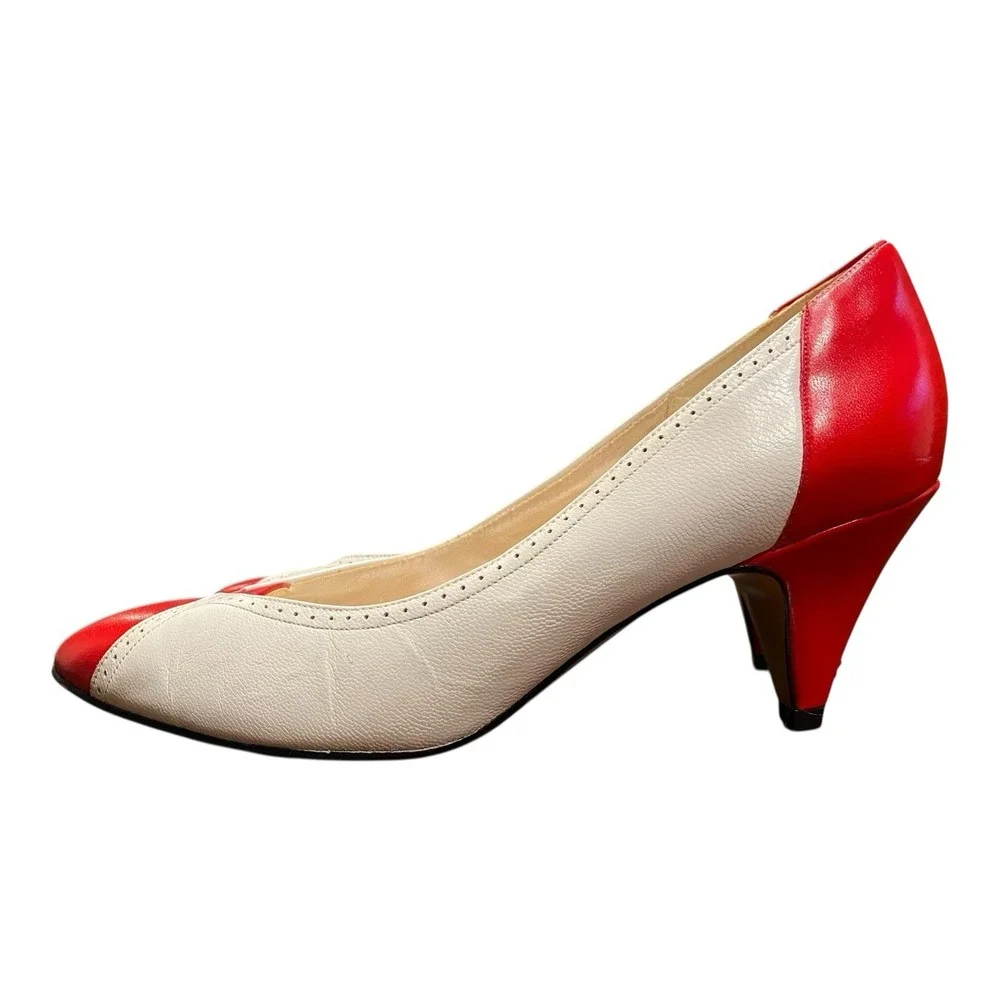 Vintage Naturalizer‎ Women's Heels Size 7.5 Red White Pump